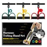 [MURO] BARANAS Tubing Band Set – 3-Stage Resistance Bands for Full-Body Muscle Training, Ideal for Beginners, Upper & Lower Body Workout Enhancement